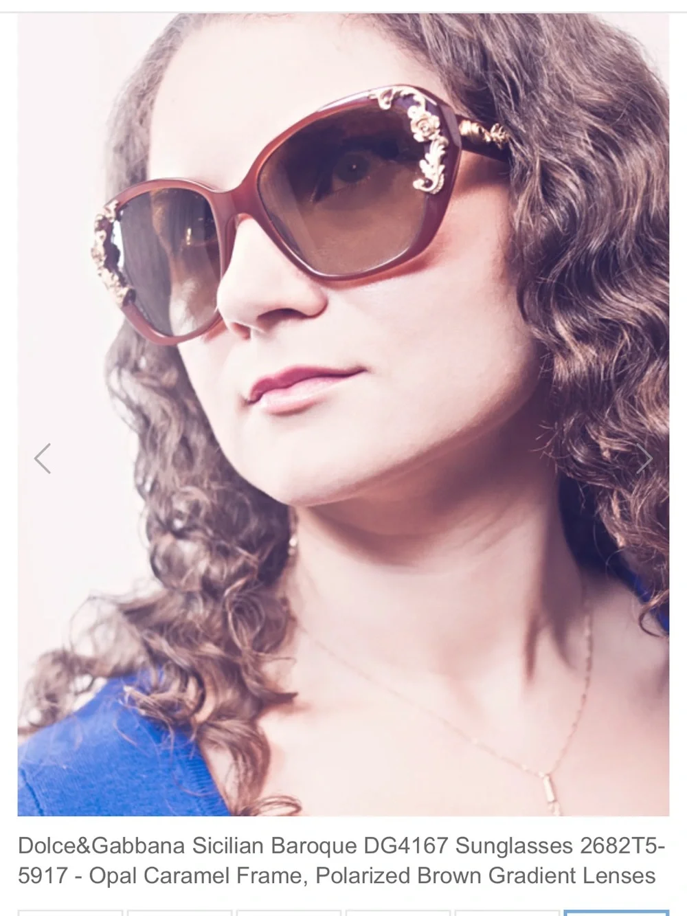 Dolce & Gabbana Opal Caramel Sunglasses with Gold Baroque Accents